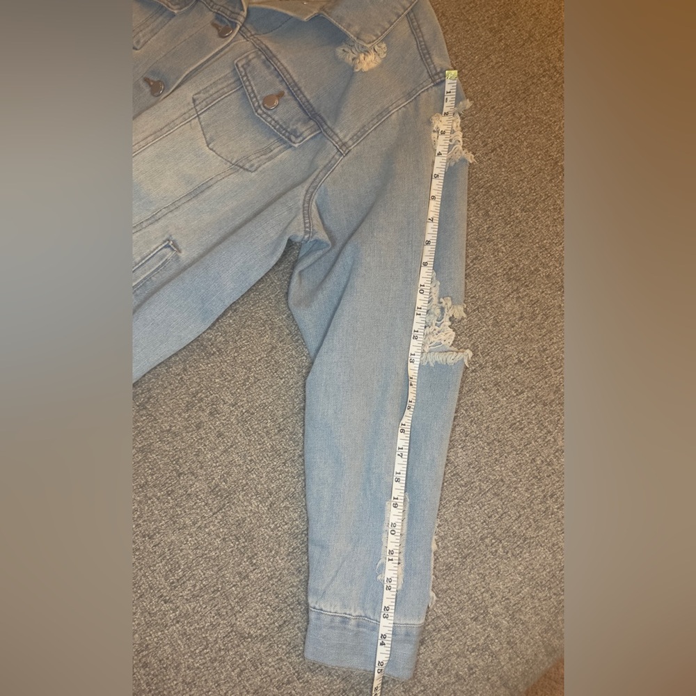 Ashley Vintage Charm Light Blue Distressed Denim Jacket Size 1X - Picture 9 of 14